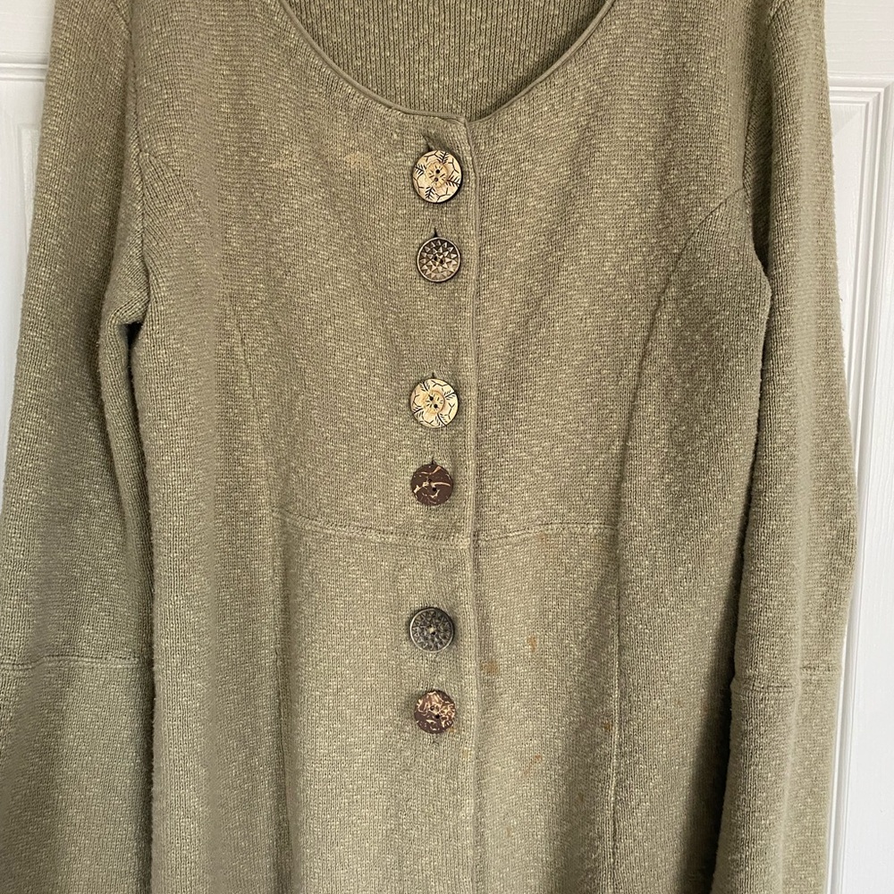 Willow cotton Cardigan unique lg buttons Tan Medium